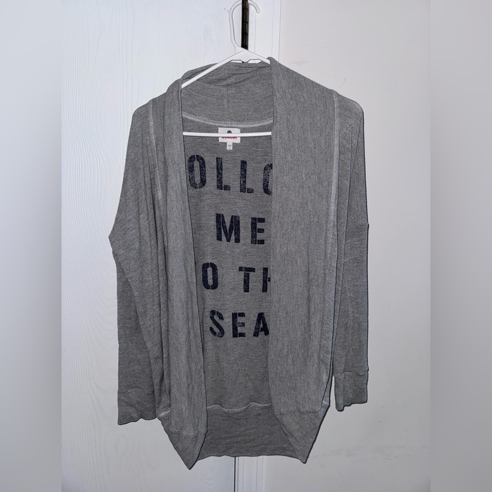 SUNDRY Follow Me to the Sea Grey Cardigan